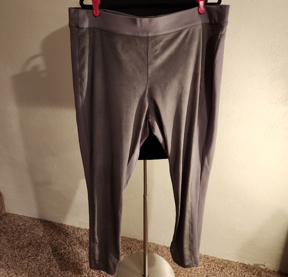 DG2 by Diane Gilman Pants - DG2 Diane Gilman Women's Gray Tan Suede Look Pull On Pants Size 2X